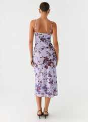 Bluma Lace Trim Midi Dress - Antique Lilac Floral