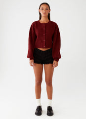 Daphne Knit Cardigan - Maroon