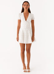 Falling Water Mini Dress - White Floral