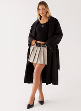 Frenchy Oversized Trench Coat - Black