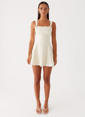 Jamaya Tie Mini Dress - Ivory