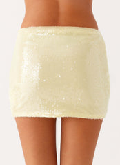 Nostalgic Nights Sequin Mini Skirt - Lemon Spritz