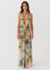 Elysia Mesh Maxi Dress - Rainforest