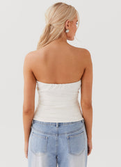 Hidden Road Linen Pleated Corset - White