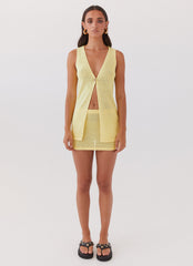 Capri Glow Knit Mini Skirt - Canary
