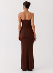 Delicate Lady Knit Maxi Skirt - Chocolate