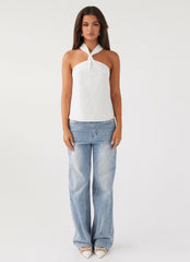 Keira Linen Top - White