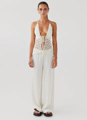 Into You Crochet Tie Top - Ivory