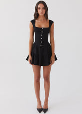 Isabella Denim Bustier Dress - Black
