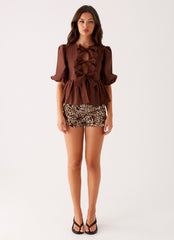 Western Wind Tie Top - Chocolate