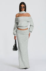 Andie Maxi Skirt - Light Grey Marl Skirt Babyboo Fashion Premium Exclusive Design