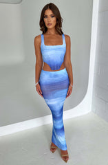 Blair Maxi Skirt - Blue Haze Print Skirt Babyboo Fashion Premium Exclusive Design
