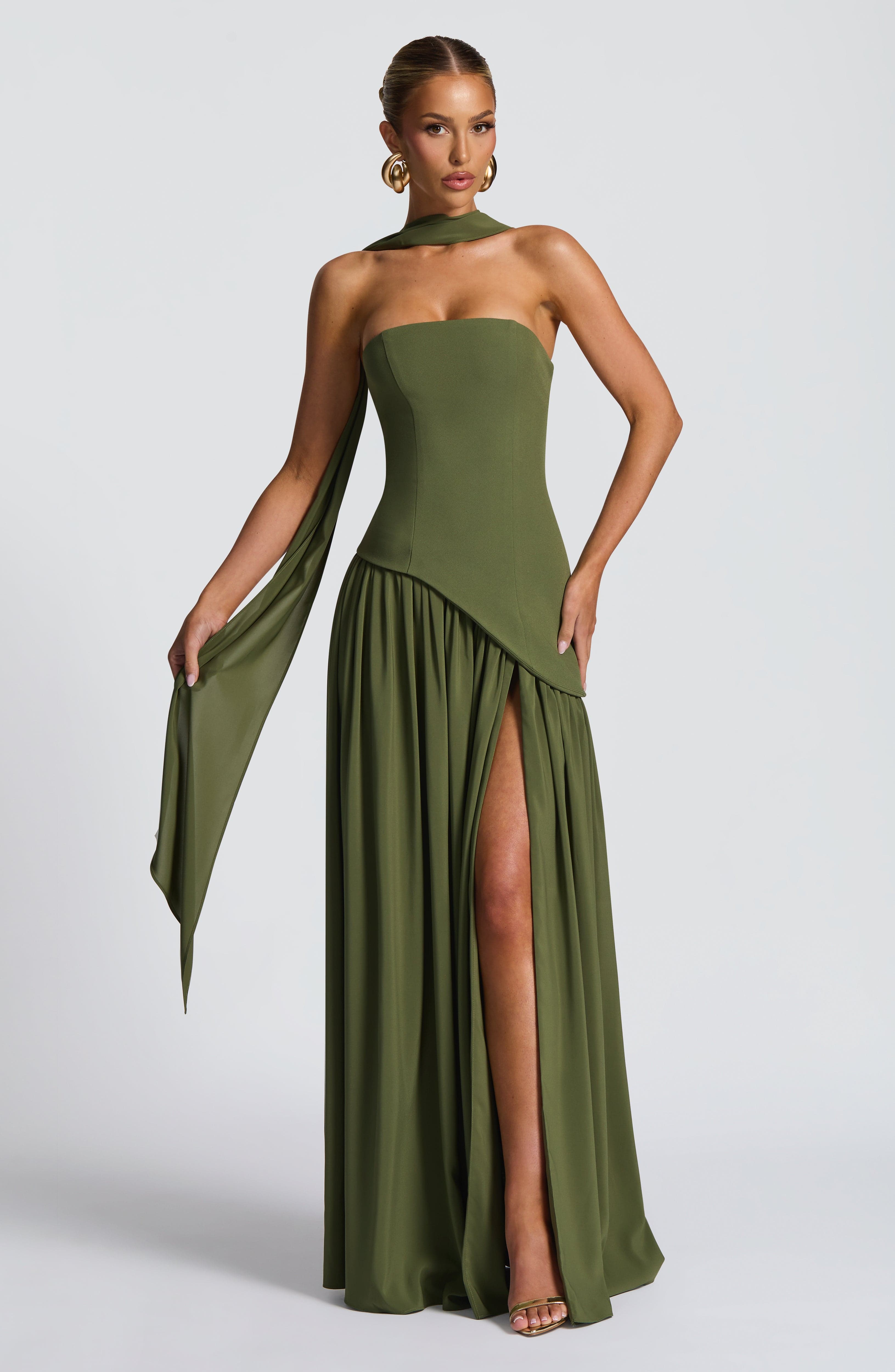 Maliyah Maxi Dress - Khaki Dress Babyboo Fashion Premium Exclusive Design