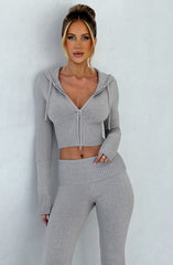 Portia Knit Hoodie - Light Grey Marl Tops XS Babyboo Fashion Premium Exclusive Design
