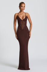 Xanthe Maxi Dress - Plum Brown Dress Babyboo Fashion Premium Exclusive Design