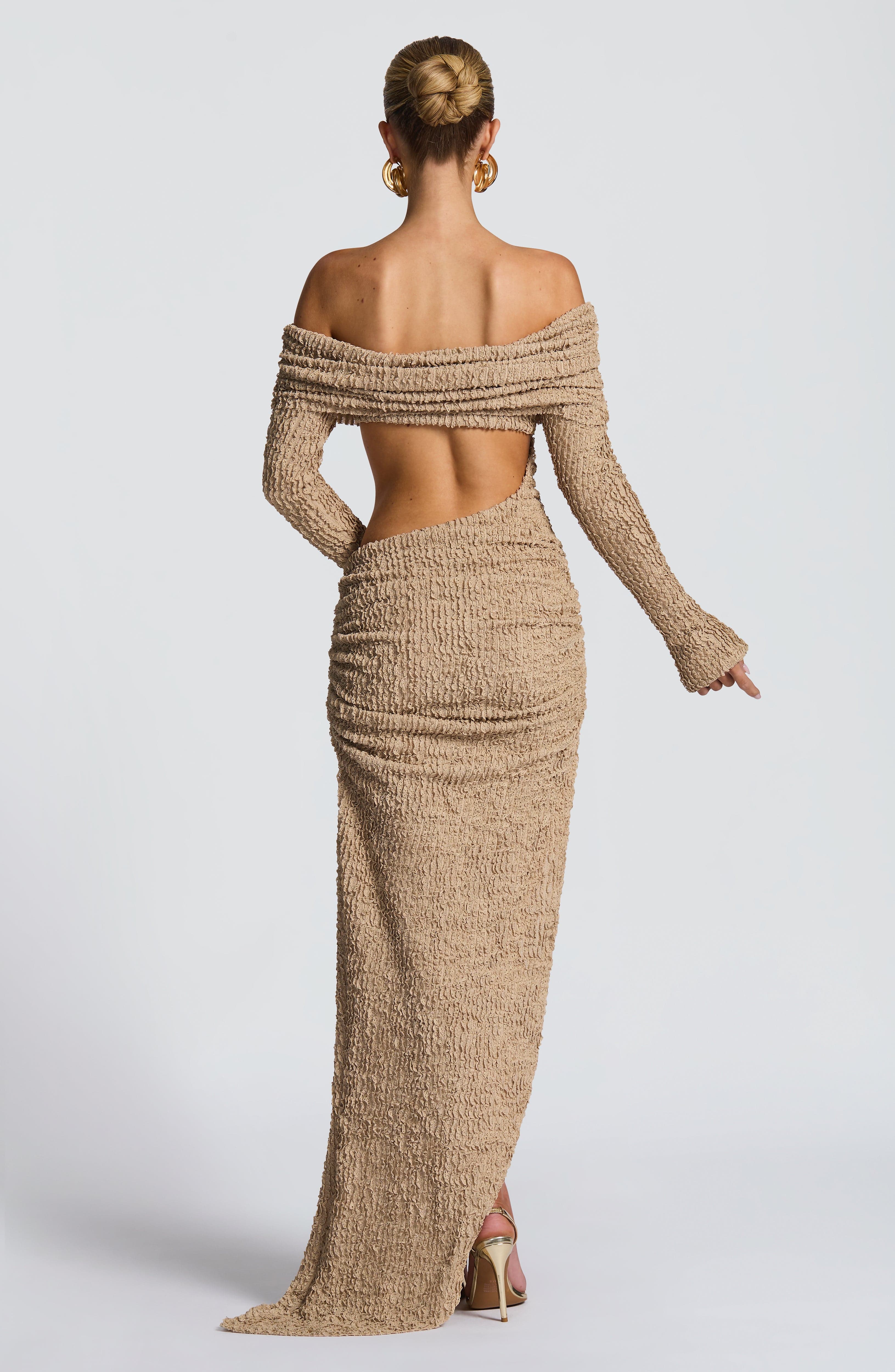 Adelphia Midi Dress - Beige Dress Babyboo Fashion Premium Exclusive Design