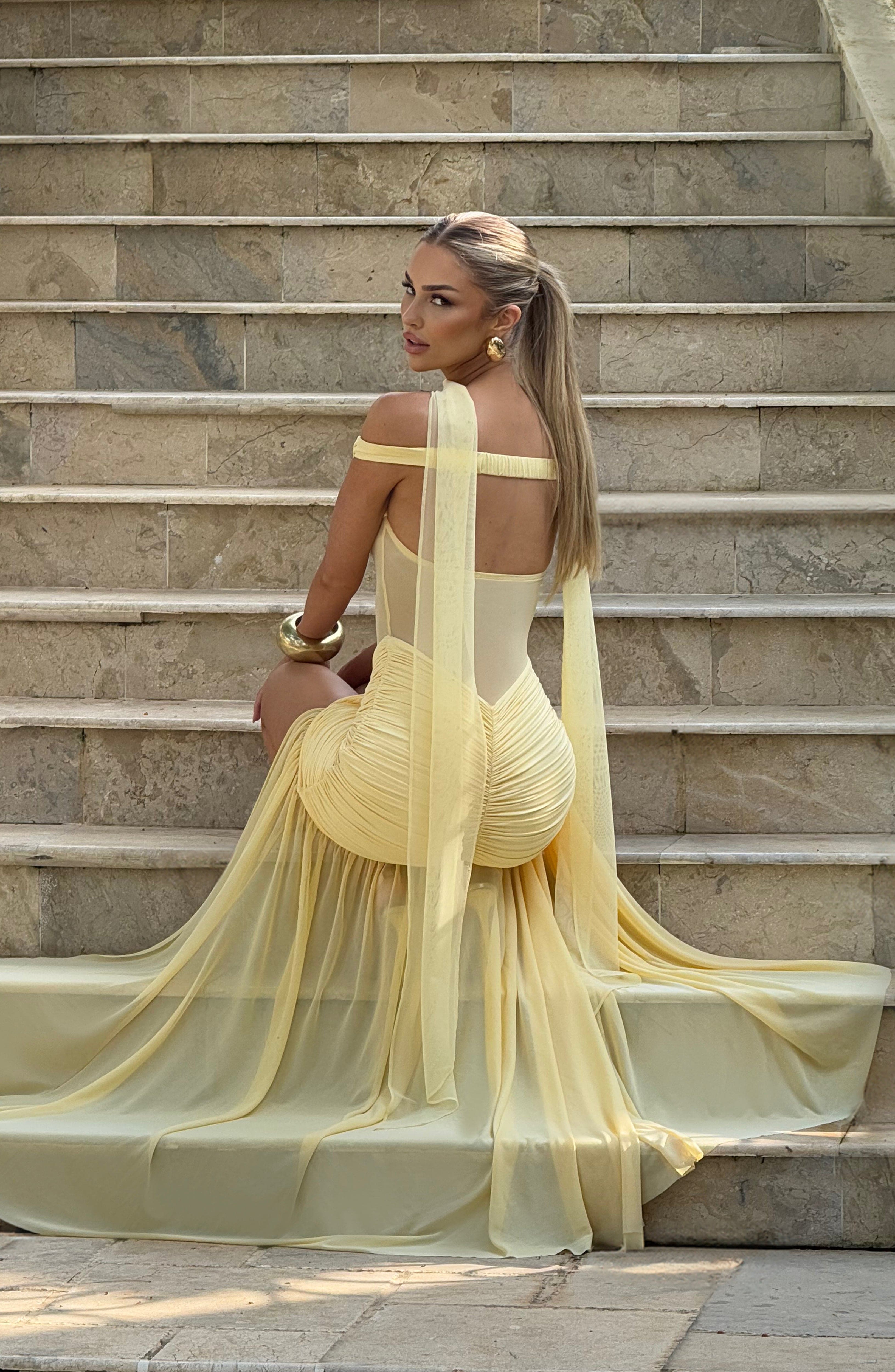 Alaia Maxi Dress - Lemon Dress Babyboo Fashion Premium Exclusive Design