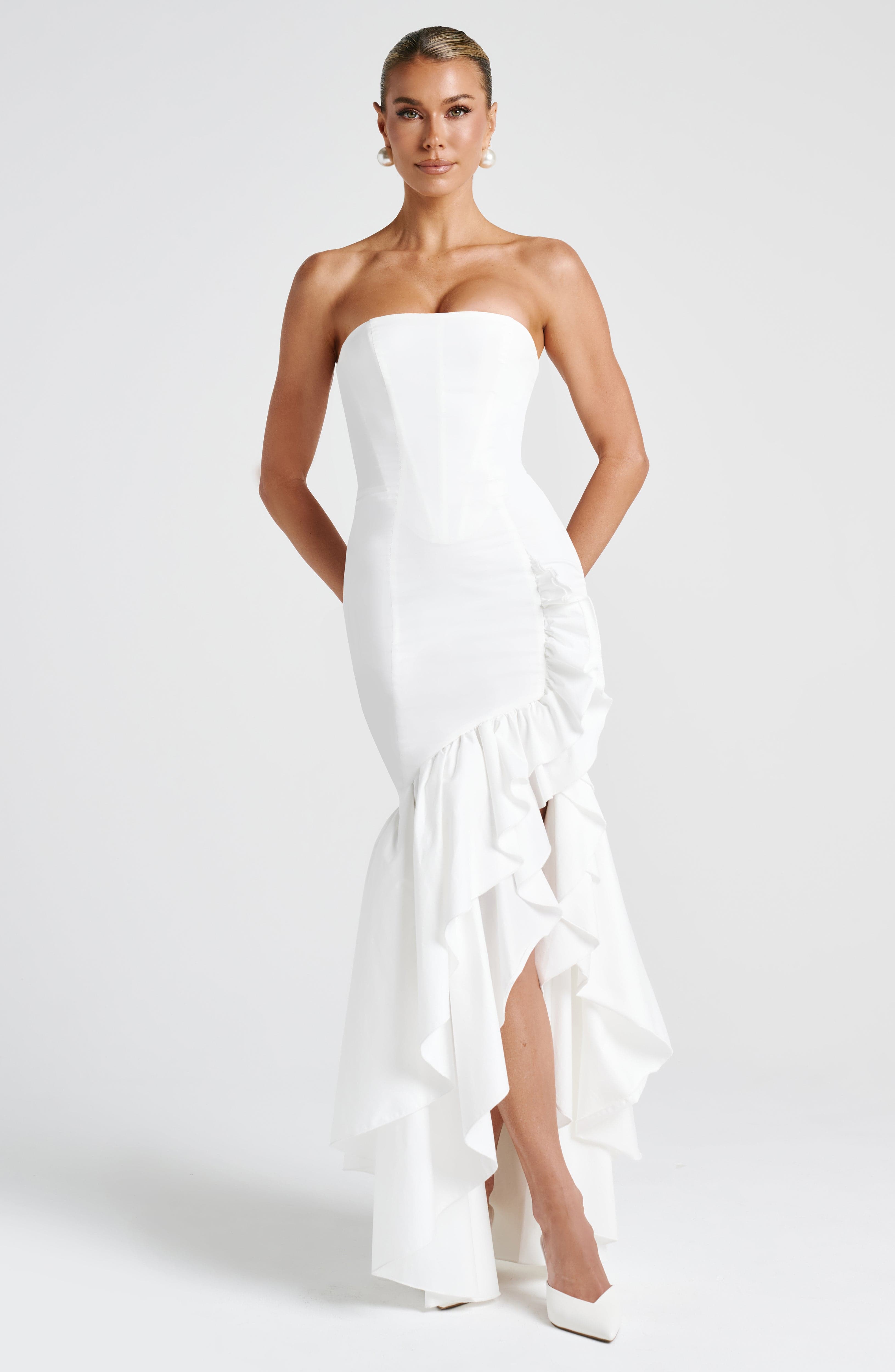 Angelina Maxi Dress - Ivory Dress Babyboo Fashion Premium Exclusive Design