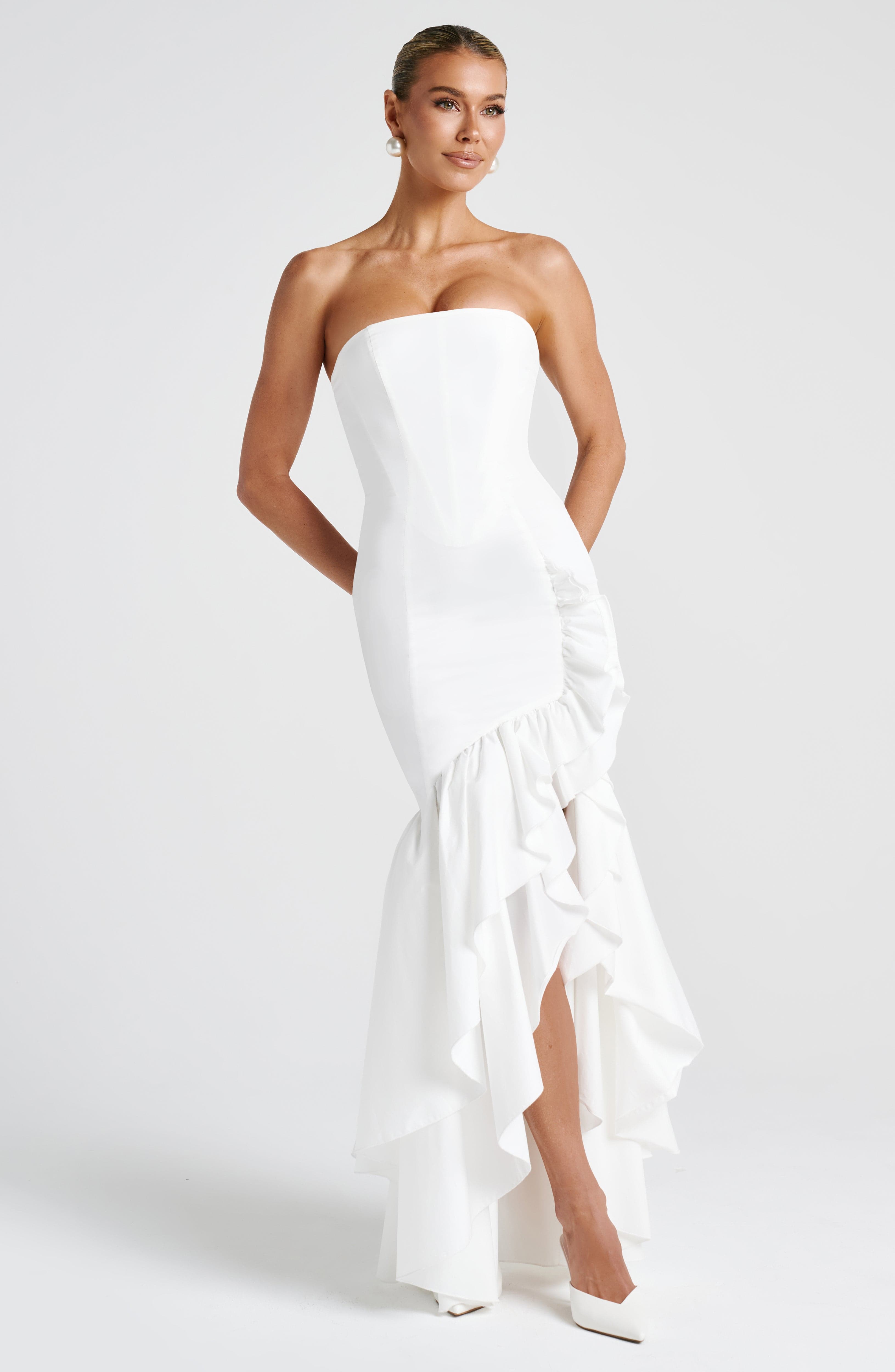 Angelina Maxi Dress - Ivory Dress Babyboo Fashion Premium Exclusive Design