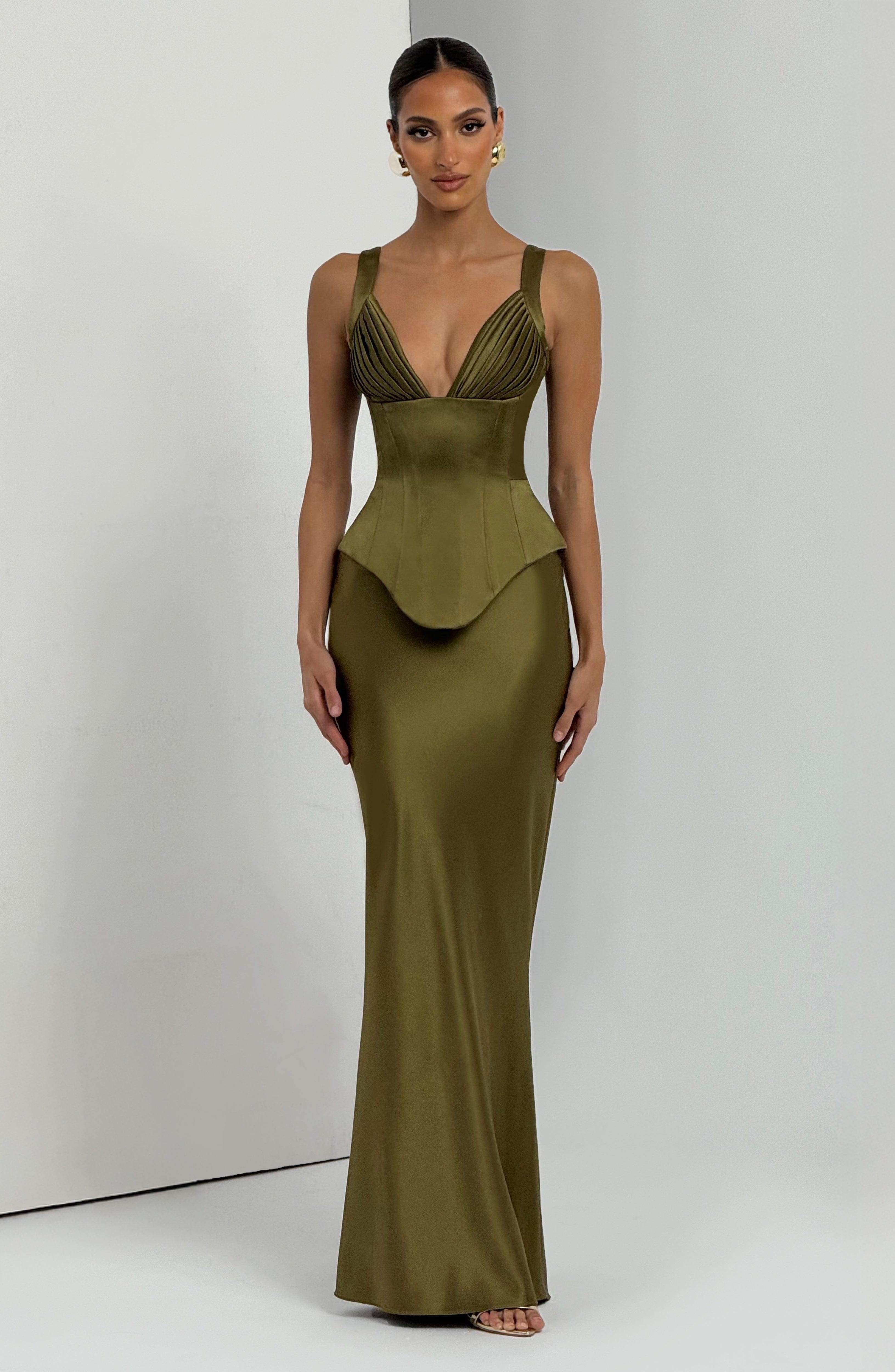 Atlanta Maxi Skirt - Deep Olive Skirt Babyboo Fashion Premium Exclusive Design