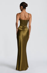 Atlanta Maxi Skirt - Deep Olive Skirt Babyboo Fashion Premium Exclusive Design