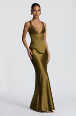 Atlanta Maxi Skirt - Deep Olive Skirt Babyboo Fashion Premium Exclusive Design