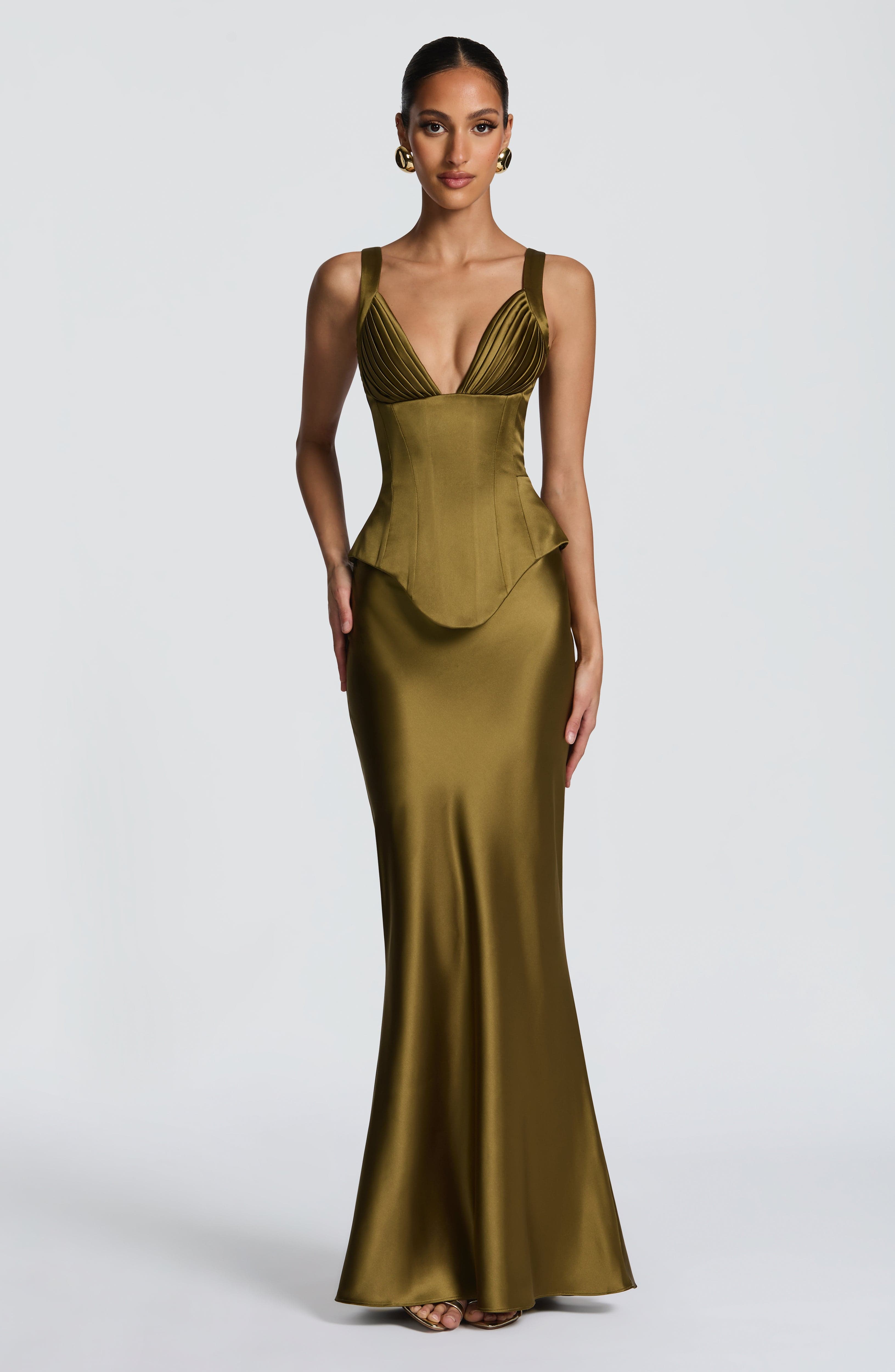 Atlanta Maxi Skirt - Deep Olive Skirt Babyboo Fashion Premium Exclusive Design
