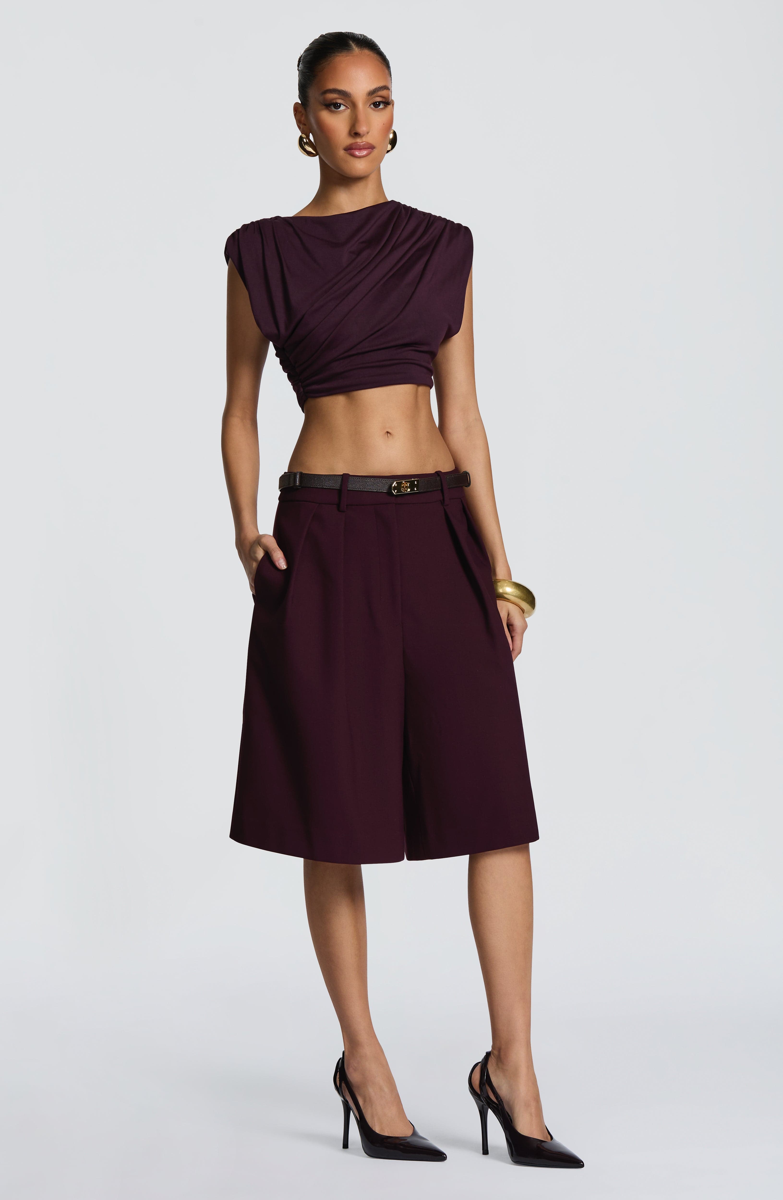 Ausra Bermuda Shorts - Plum Shorts Babyboo Fashion Premium Exclusive Design