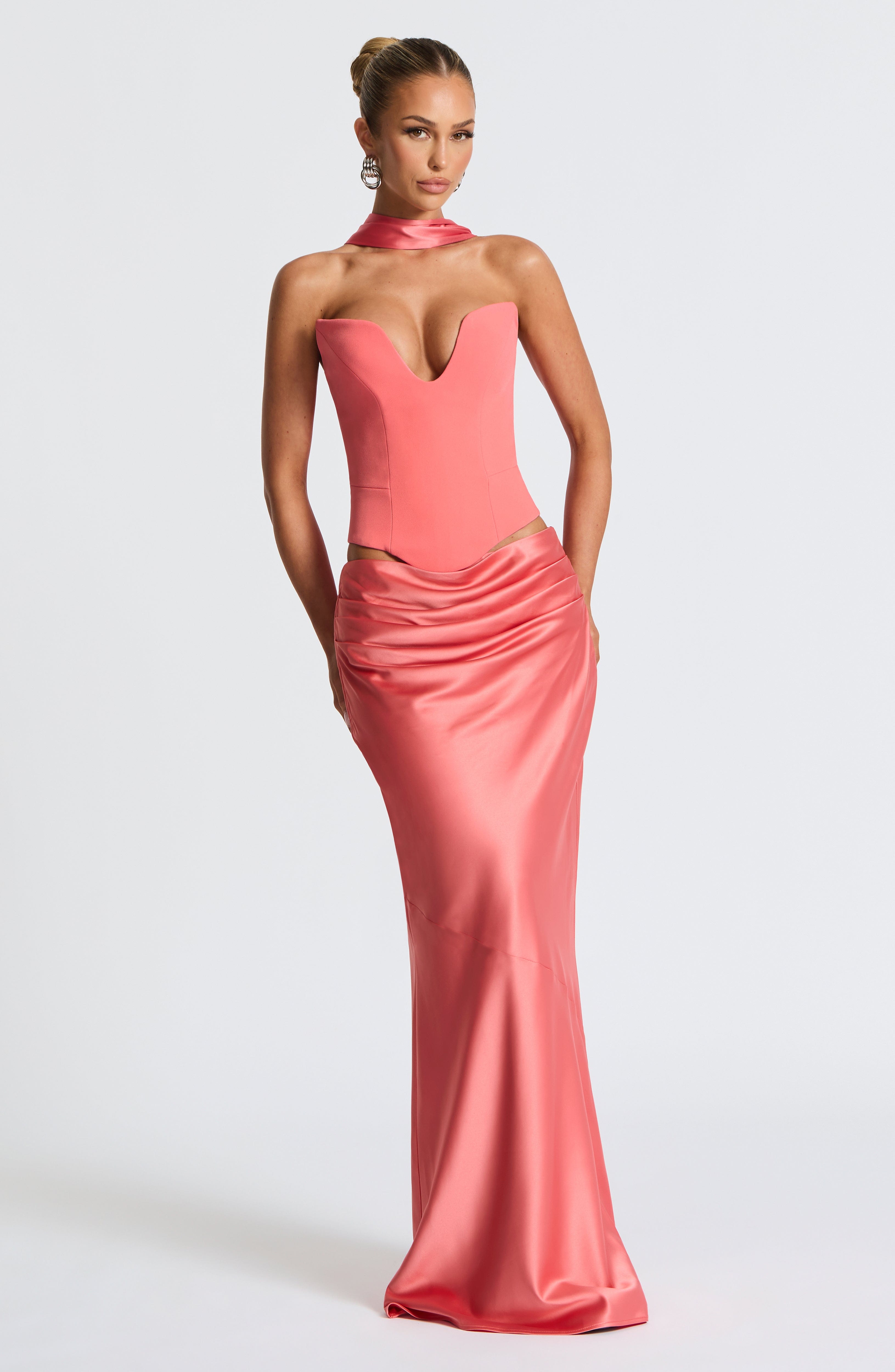 Bernadette Maxi Skirt - Coral Pink Skirt Babyboo Fashion Premium Exclusive Design