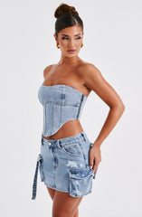 Billie Mini Skirt - Blue Wash Skirt Babyboo Fashion Premium Exclusive Design