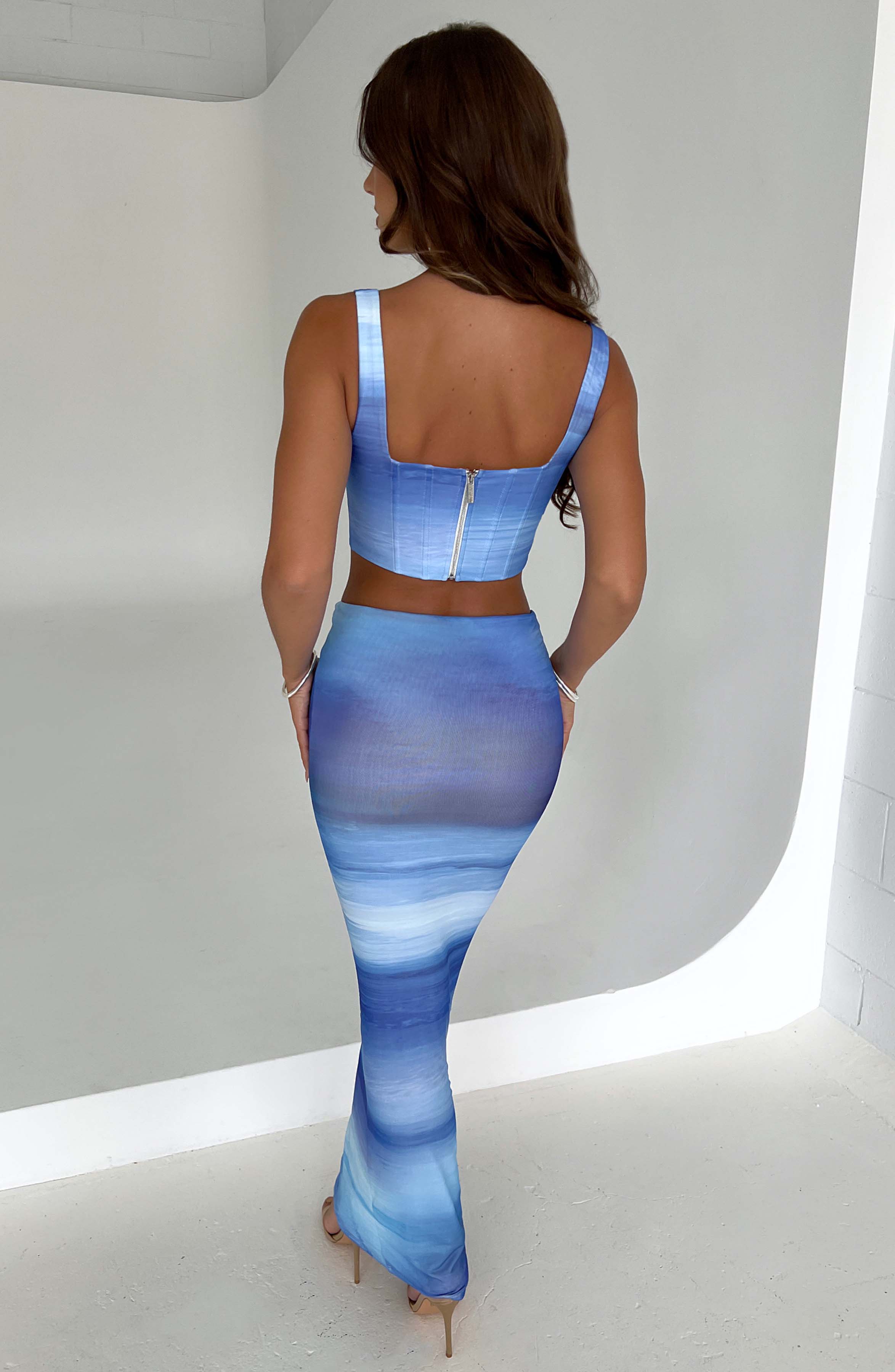 Blair Maxi Skirt - Blue Haze Print Skirt Babyboo Fashion Premium Exclusive Design