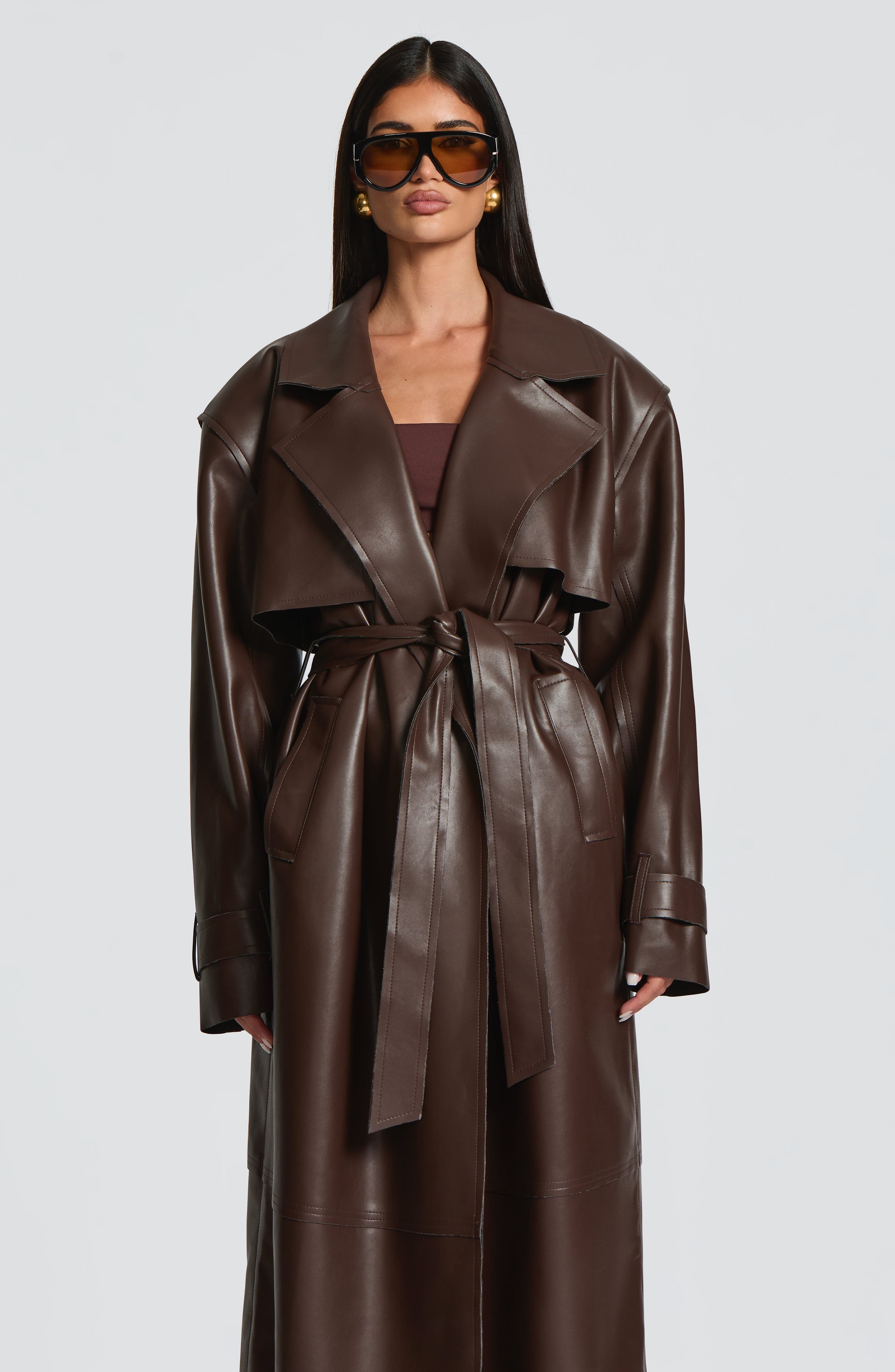 Bridget Trench Coat - Plum Brown Jacket Babyboo Fashion Premium Exclusive Design