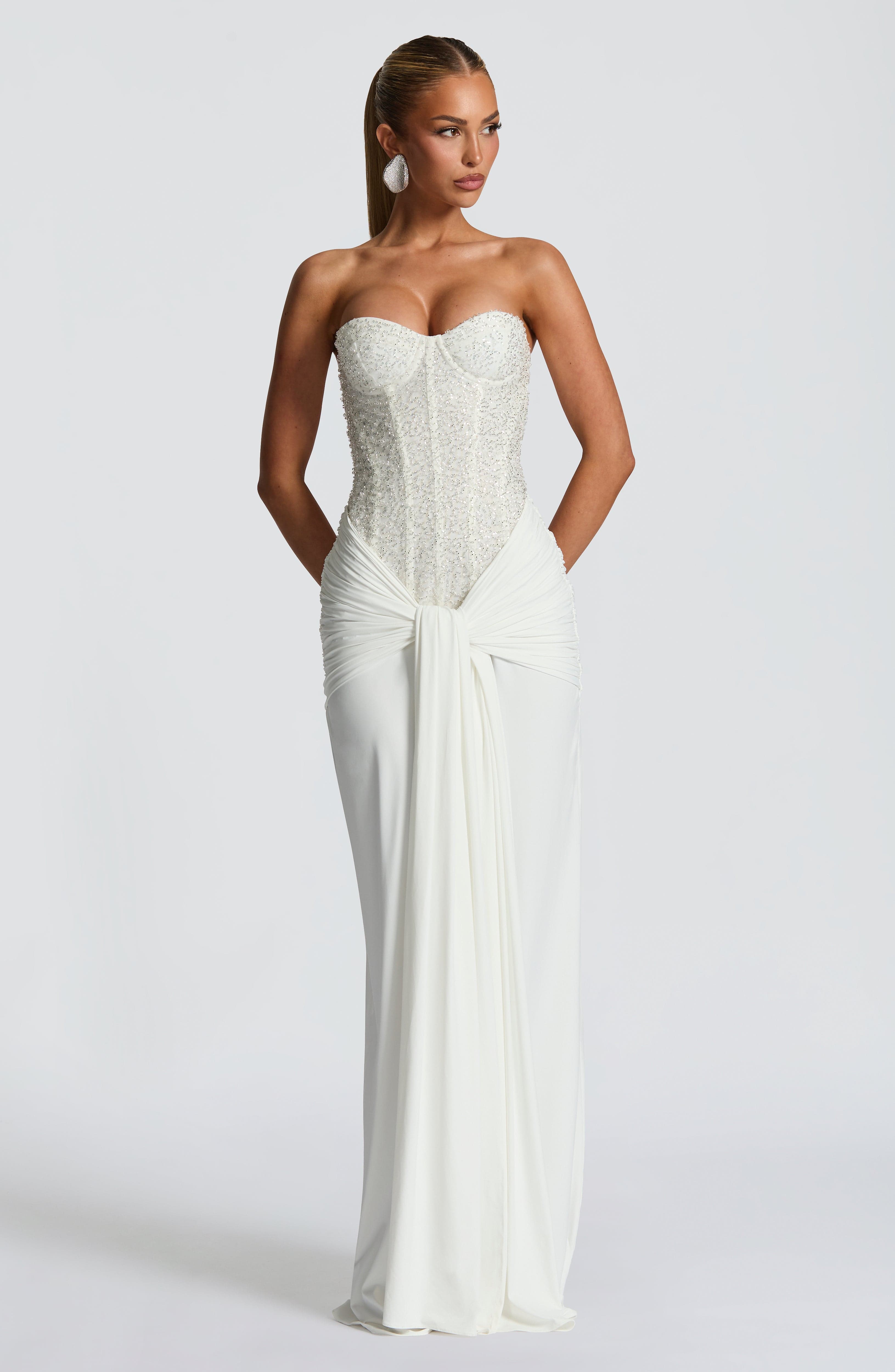 Carina Maxi Dress - Ivory Dress Babyboo Fashion Premium Exclusive Design