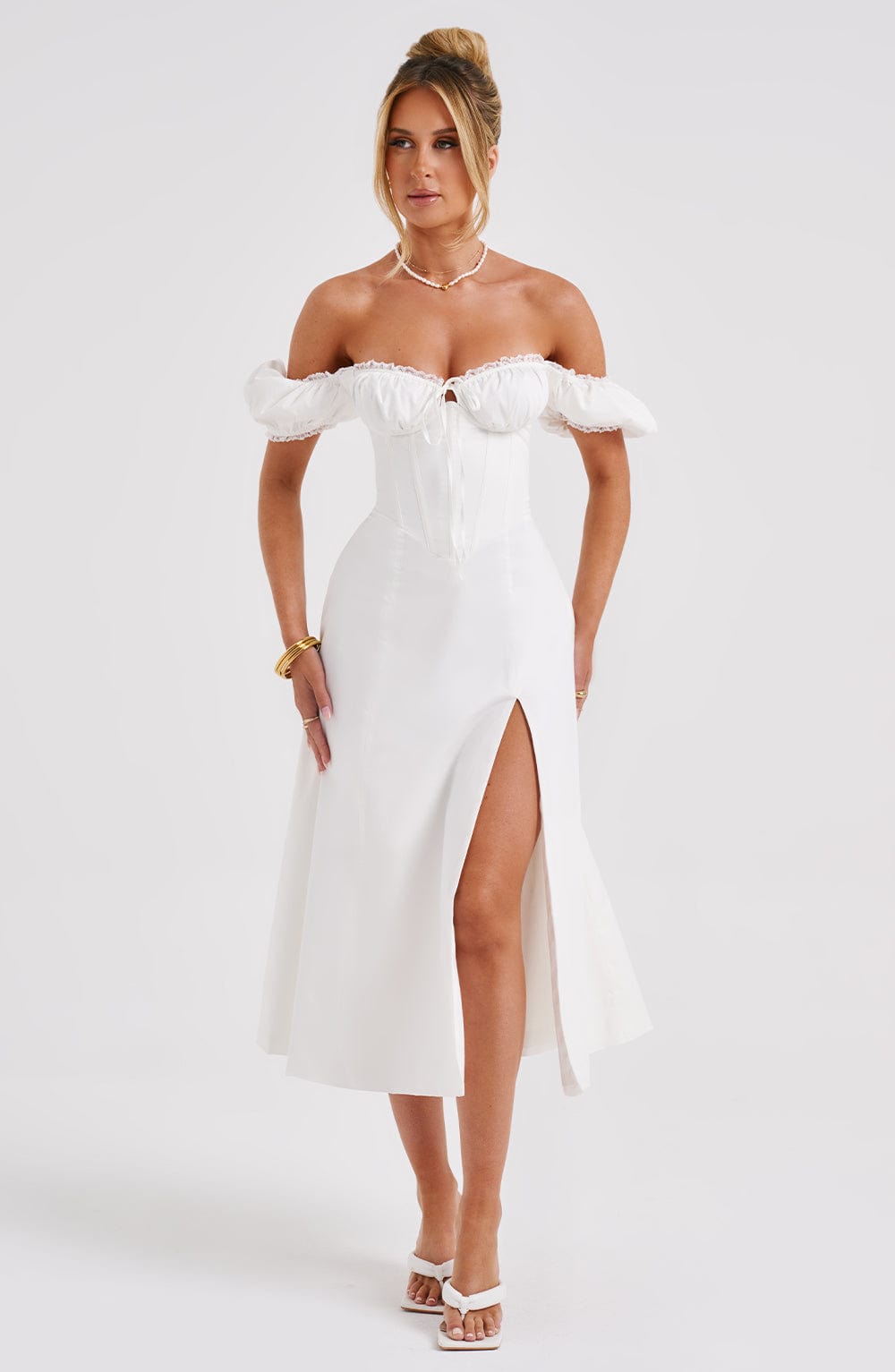 Courtney Midi Dress - Ivory Dress Babyboo Fashion Premium Exclusive Design