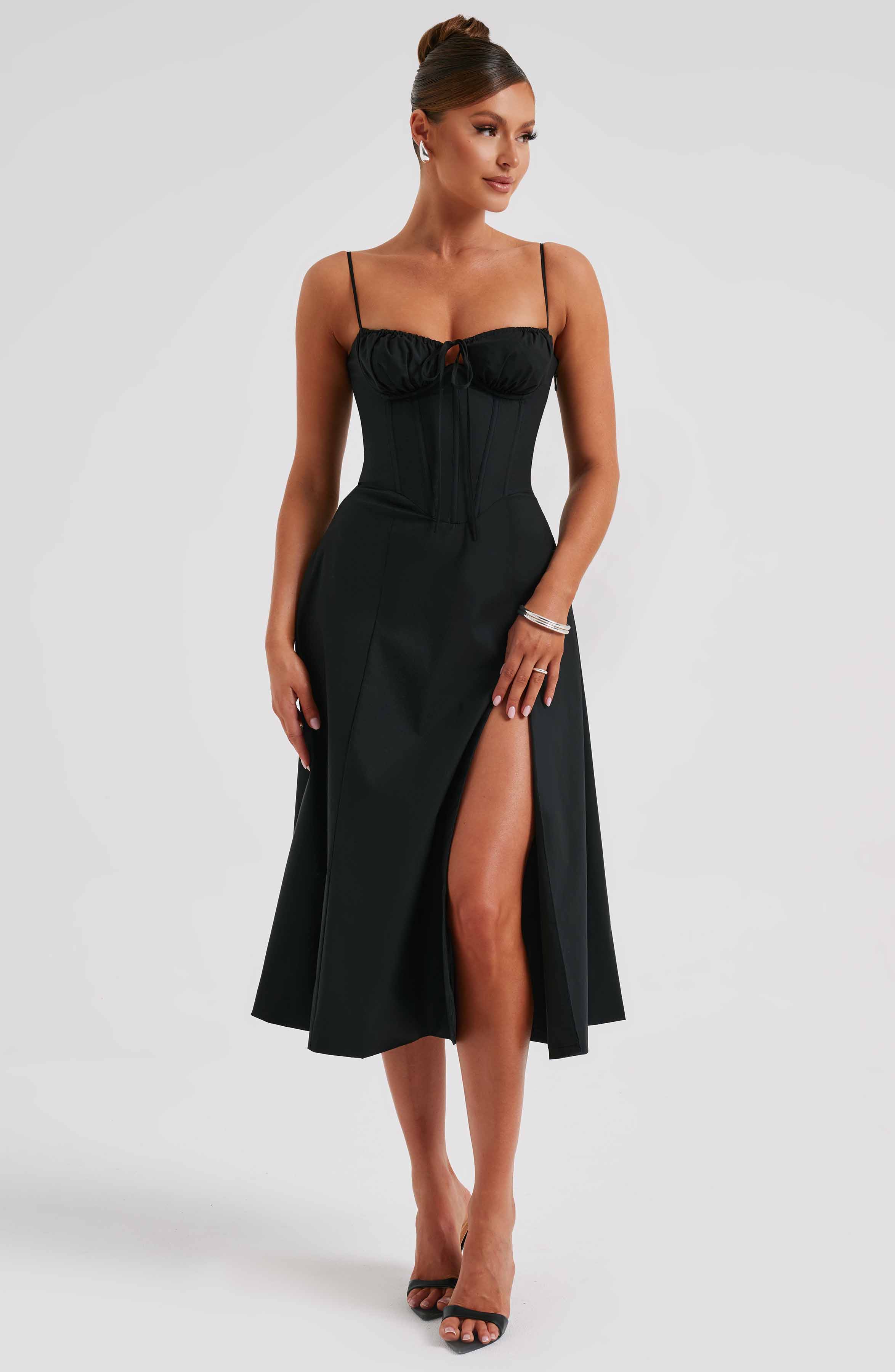 Deanna Midi Dress - Black Dress Babyboo Fashion Premium Exclusive Design