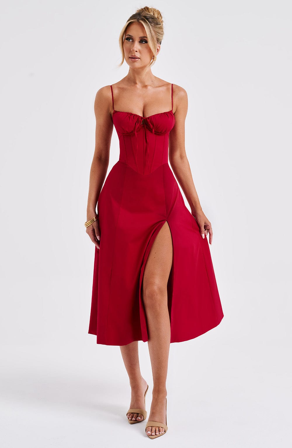 Deanna Midi Dress - Red Dress Babyboo Fashion Premium Exclusive Design