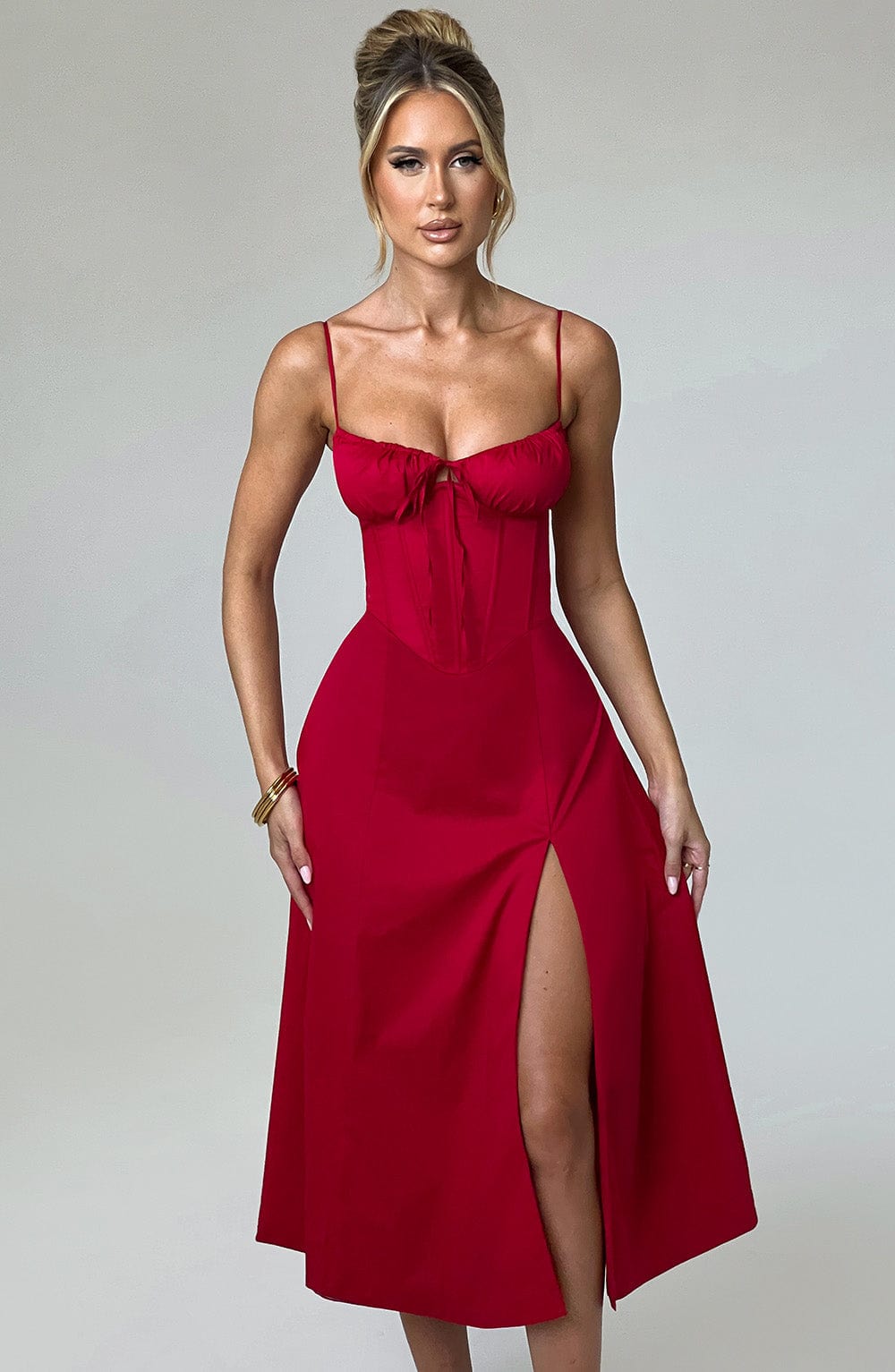 Deanna Midi Dress - Red Dress Babyboo Fashion Premium Exclusive Design