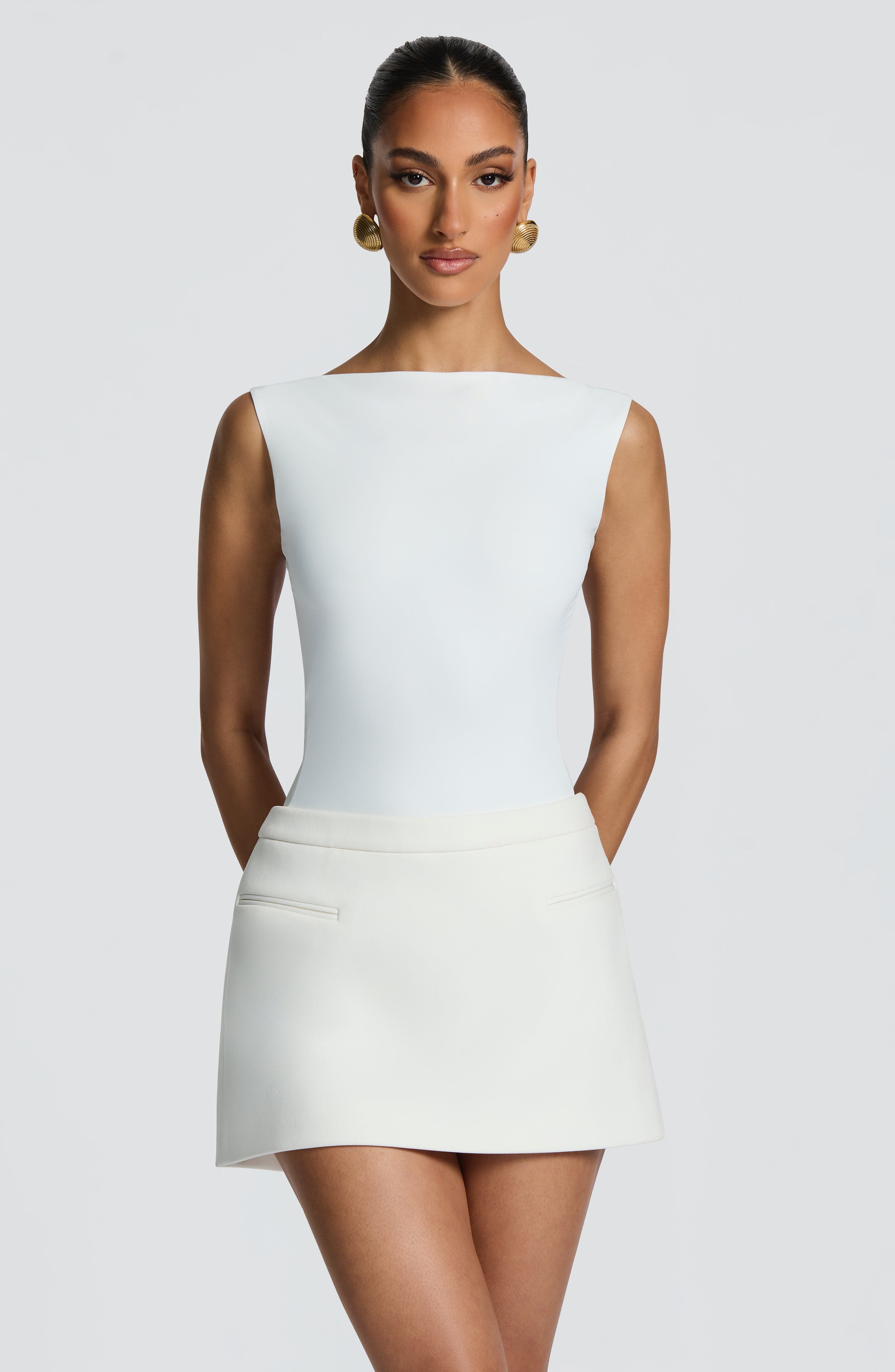 Edna Mini Skirt - Ivory Skirt Babyboo Fashion Premium Exclusive Design