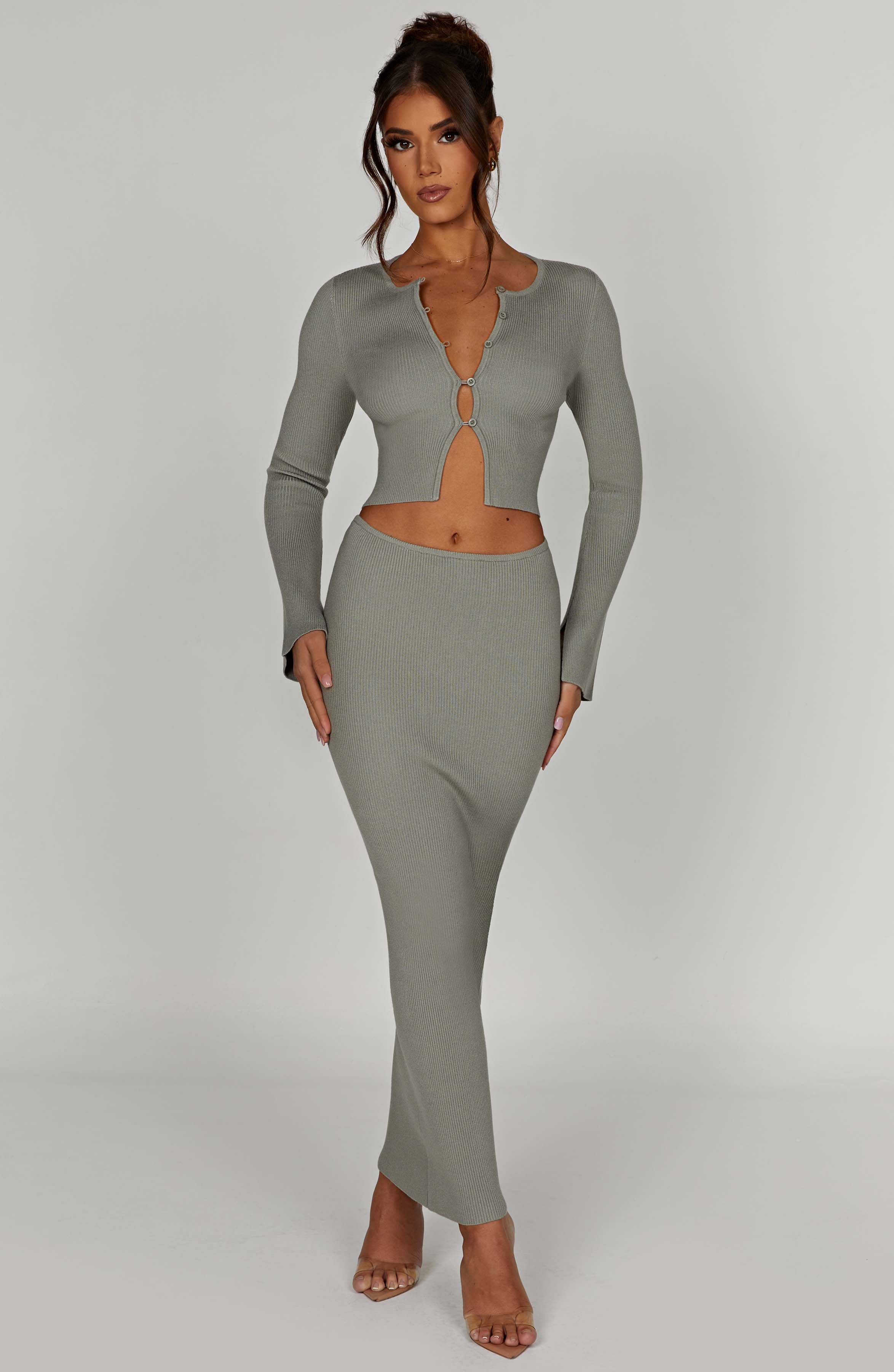 Elia Maxi Skirt - Khaki Skirt Babyboo Fashion Premium Exclusive Design