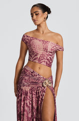 Eva Top - Magenta Orchid Print Top Babyboo Fashion Premium Exclusive Design
