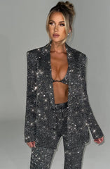 Glacia Oversized Blazer - Grey Sparkle Jackets Babyboo Fashion Premium Exclusive Design
