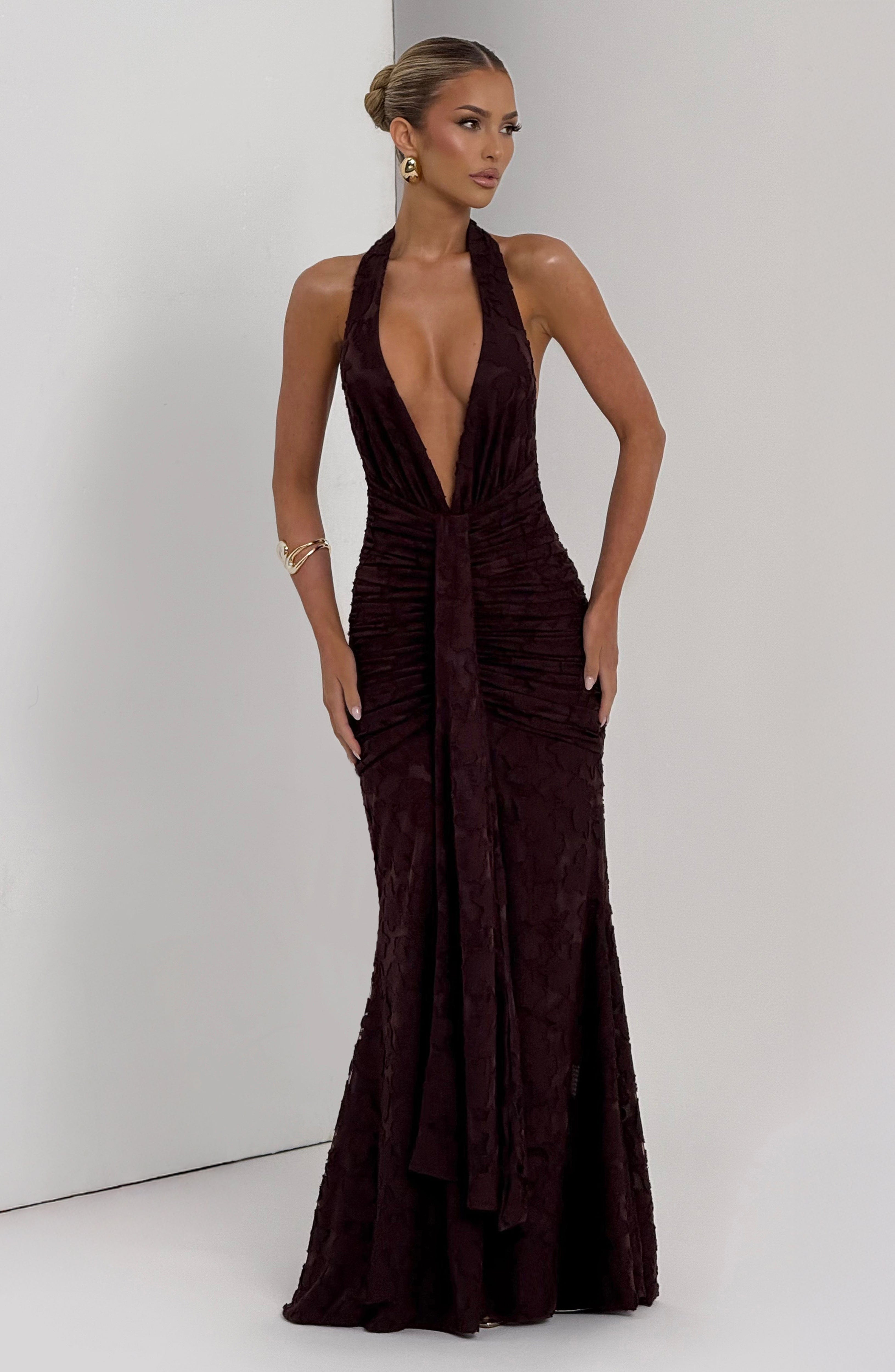 Guinevere Maxi Dress - Plum Brown Dress Babyboo Fashion Premium Exclusive Design