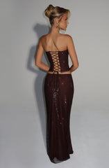 Hali Maxi Skirt - Plum Brown Skirt Babyboo Fashion Premium Exclusive Design