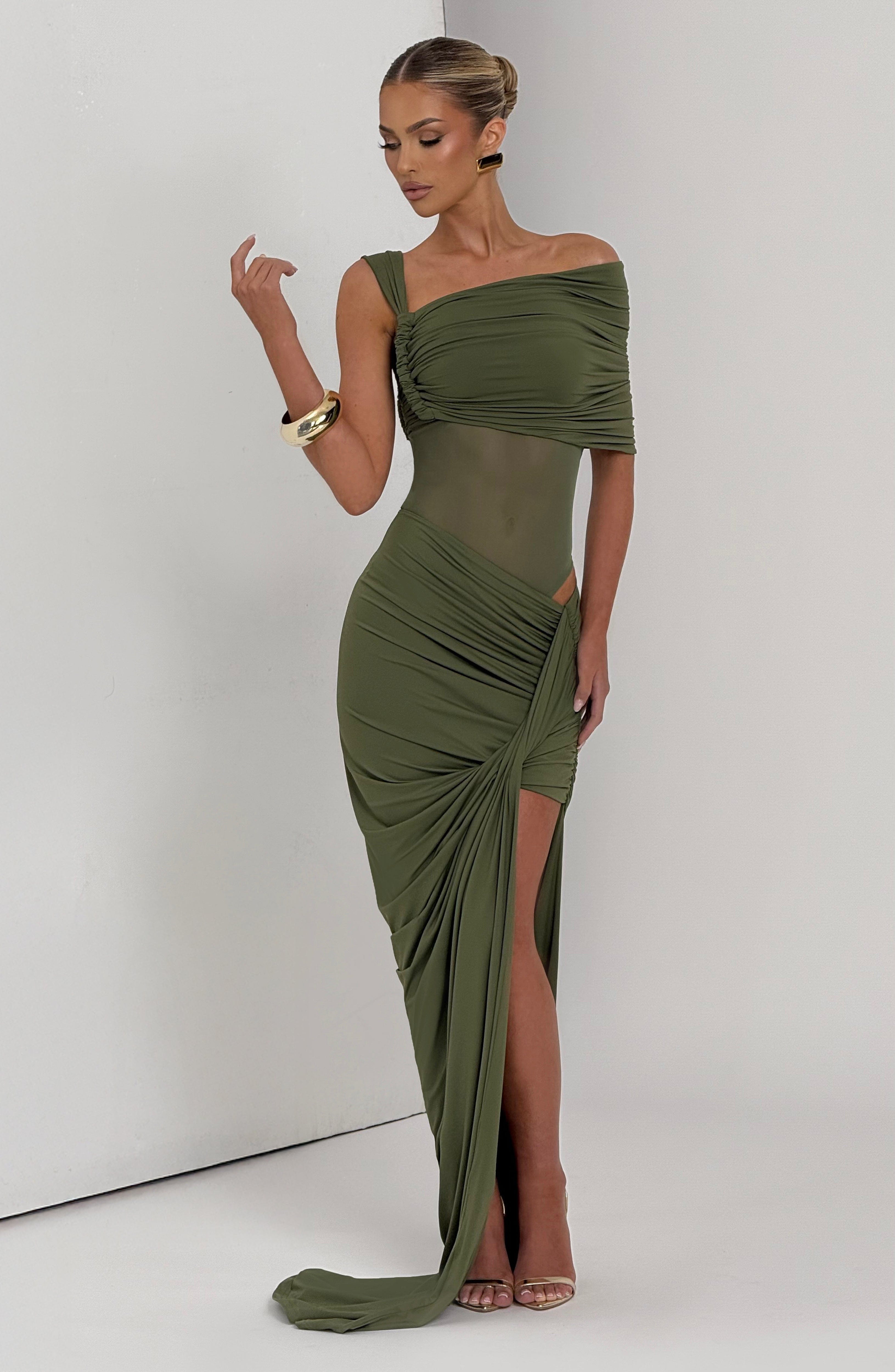 Henrietta Maxi Skirt - Khaki Skirt Babyboo Fashion Premium Exclusive Design