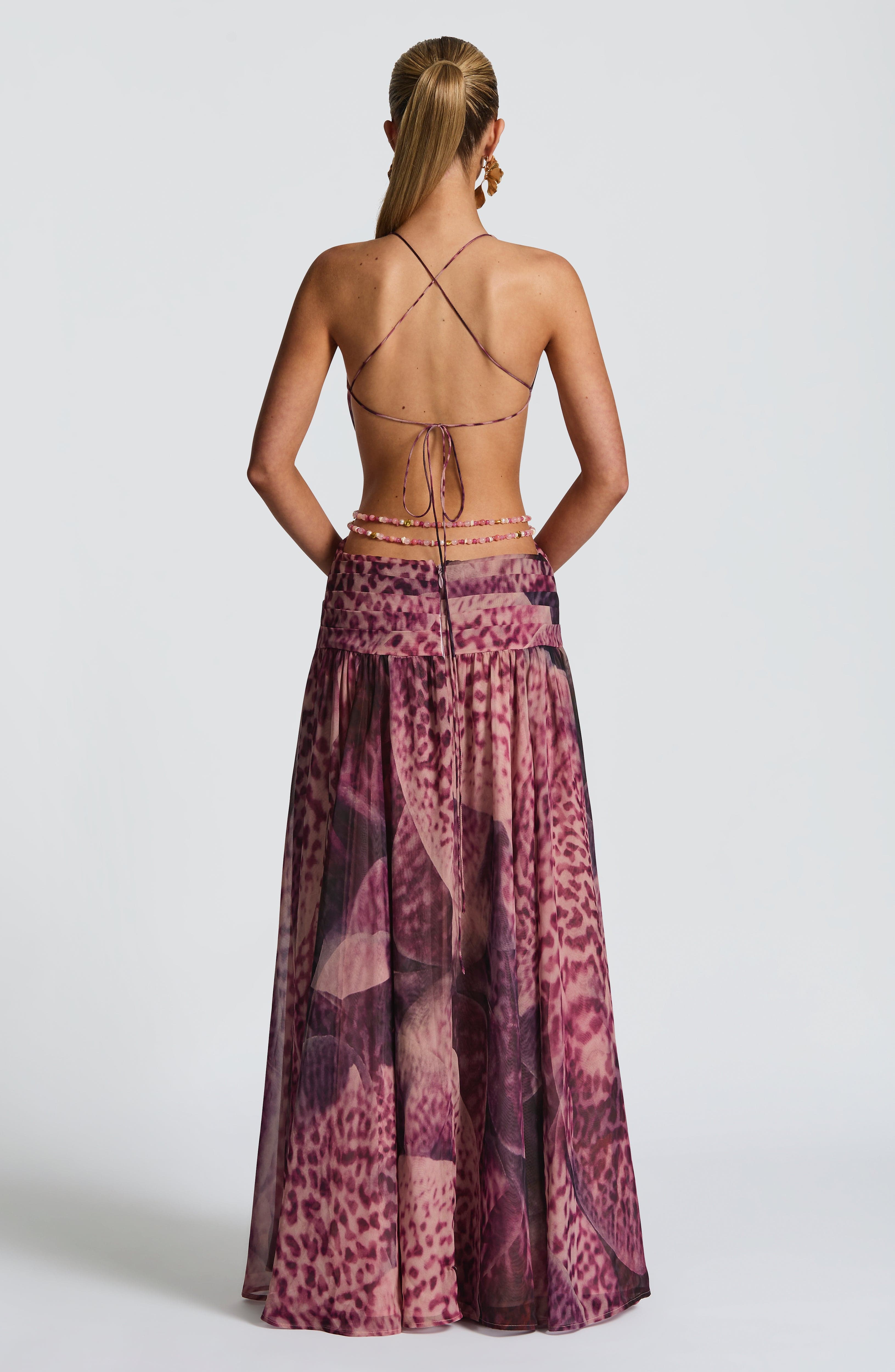 Indianna Maxi Dress - Magenta Orchid Print Dress Babyboo Fashion Premium Exclusive Design