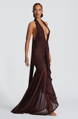 Janessa Maxi Dress - Plum Brown Dress Babyboo Fashion Premium Exclusive Design