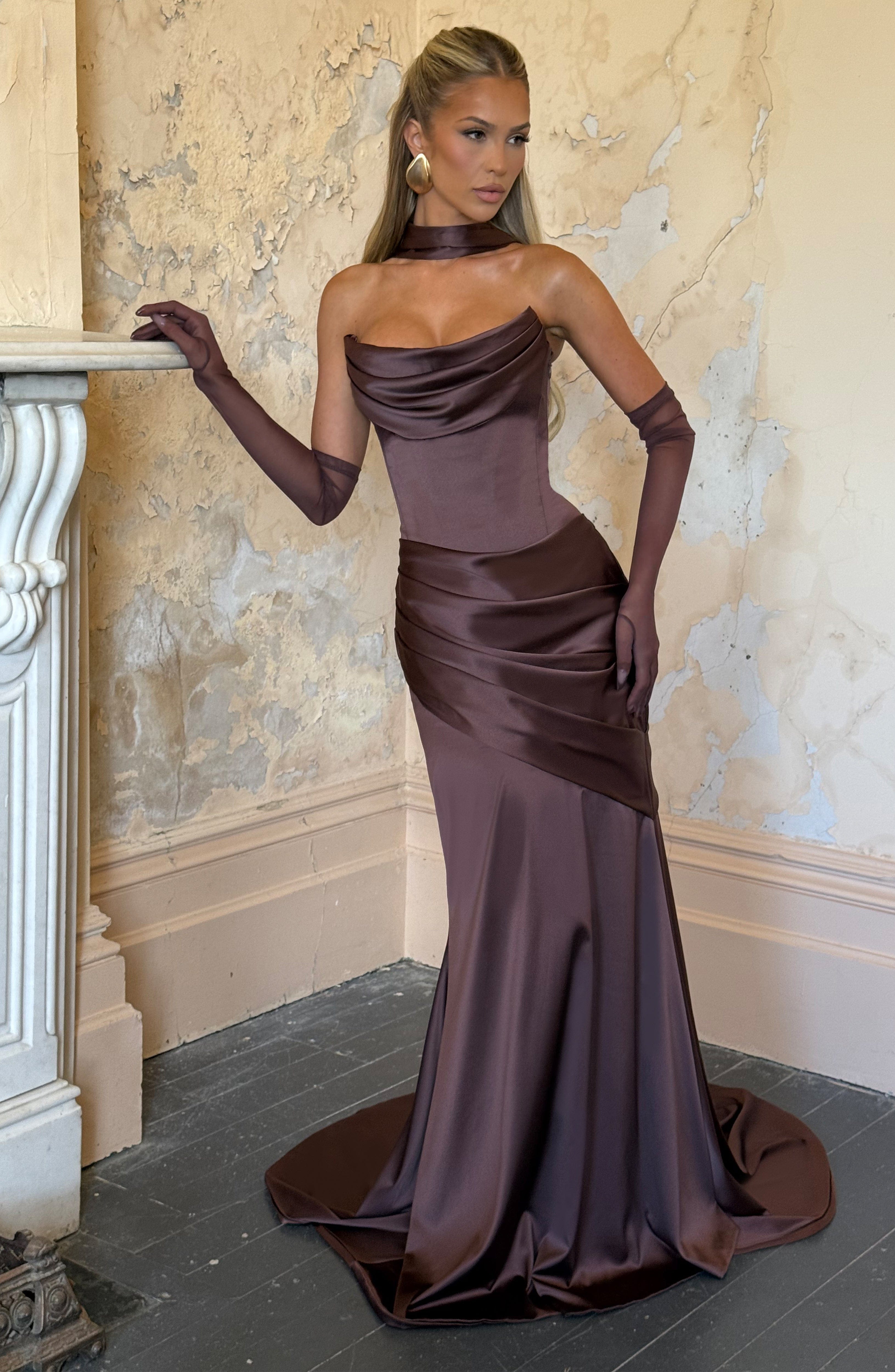 Kensington Maxi Dress - Plum Brown Dress Babyboo Fashion Premium Exclusive Design