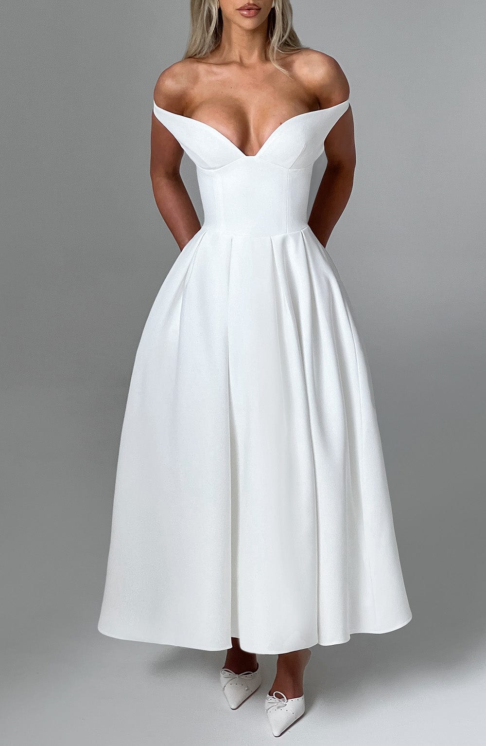 Lanetta Midi Dress - Ivory Dress Babyboo Fashion Premium Exclusive Design