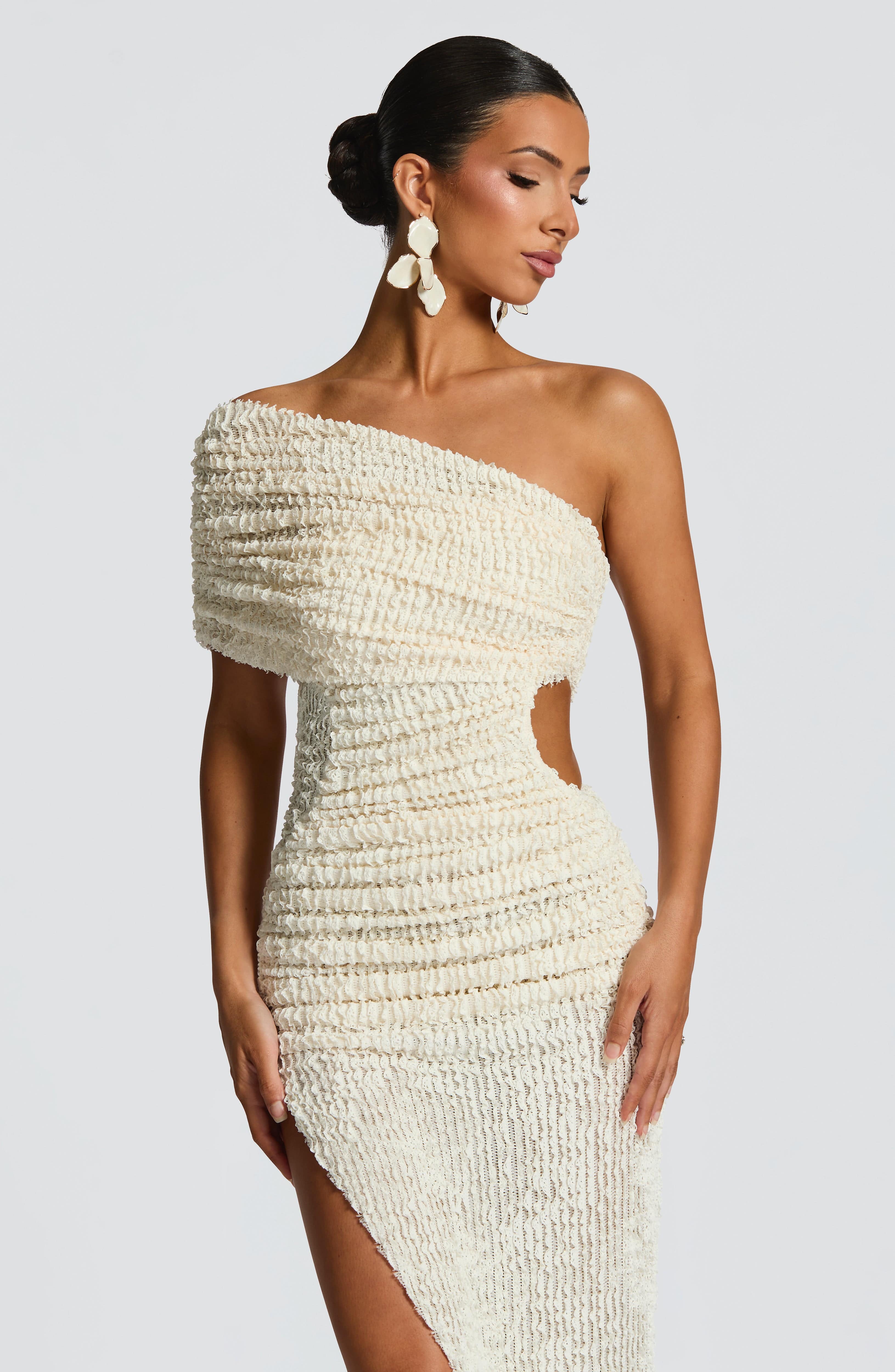 Laverna Midi Dress - Ivory Dress Babyboo Fashion Premium Exclusive Design