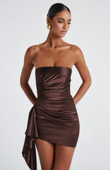 Leoni Mini Dress - Plum Brown Dress Babyboo Fashion Premium Exclusive Design